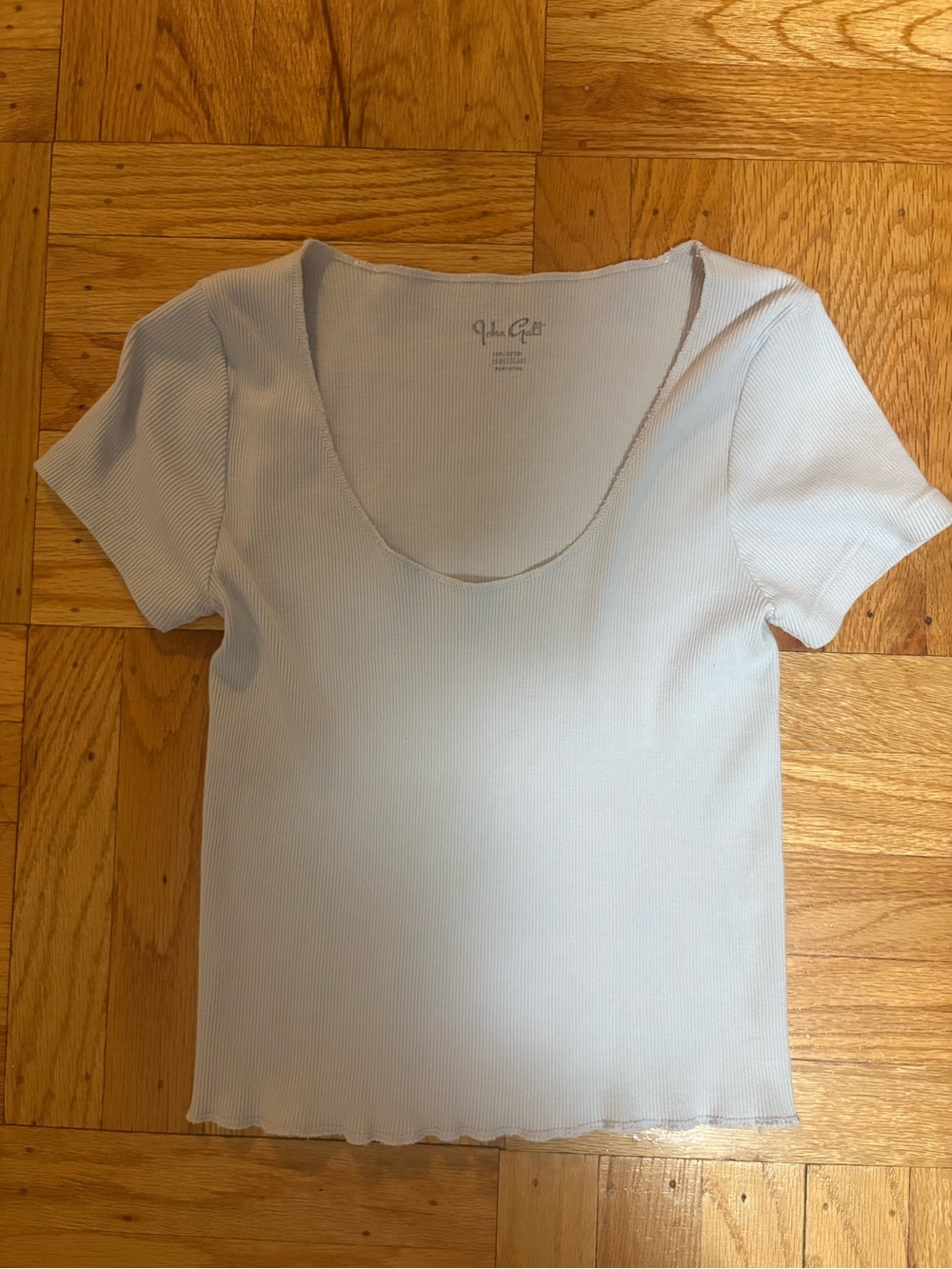 Brandy Melville Pale Blue Ribbed Scoop Neck Tee